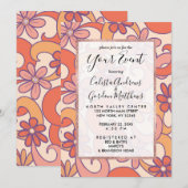 Girly Retro Roze Sinaasappel Groovy Flowers Kaart (Voorkant / Achterkant)