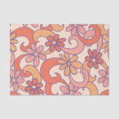 Girly Retro Roze Sinaasappel Groovy Flowers Tissuepapier (Voorkant)