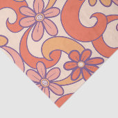 Girly Retro Roze Sinaasappel Groovy Flowers Tissuepapier (Detail)
