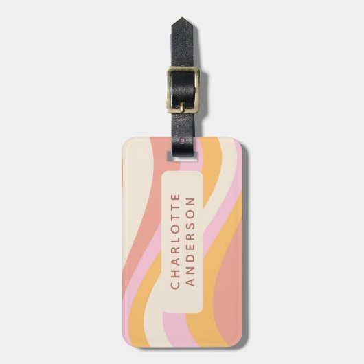 Girly Retro  Wave Abstract Trendy Feminine Bagagelabel (Voorkant verticaal)