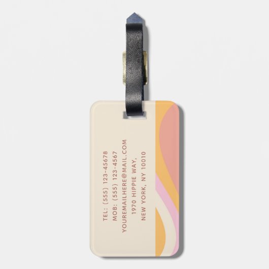 Girly Retro  Wave Abstract Trendy Feminine Bagagelabel (Achterkant verticaal)