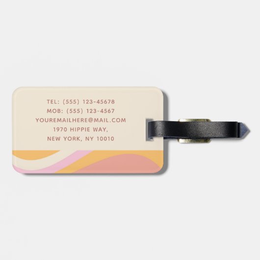 Girly Retro  Wave Abstract Trendy Feminine Bagagelabel (Achterkant horizontaal)