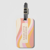 Girly Retro  Wave Abstract Trendy Feminine Bagagelabel (Voorkant (verticaal))