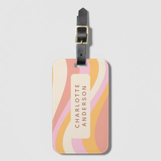 Girly Retro  Wave Abstract Trendy Feminine Bagagelabel (Voorkant (verticaal))