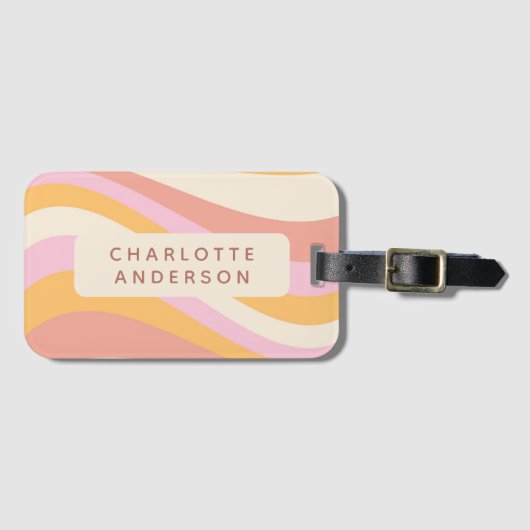 Girly Retro  Wave Abstract Trendy Feminine Bagagelabel (Voorkant (horizontaal))