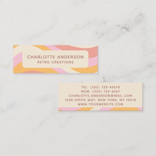 Girly Retro  Wave Abstract Trendy Feminine Mini Visitekaartje (Voorkant / Achterkant)