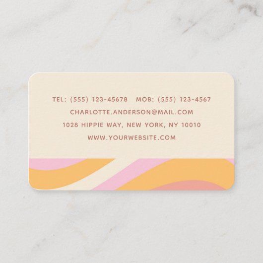 Girly Retro  Wave Abstract Trendy Feminine Visitekaartje (Achterkant)