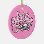 Girly Rock n'Roll Skull Keramisch Ornament (Rechts)