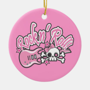 Girly Rock n'Roll Skull Keramisch Ornament