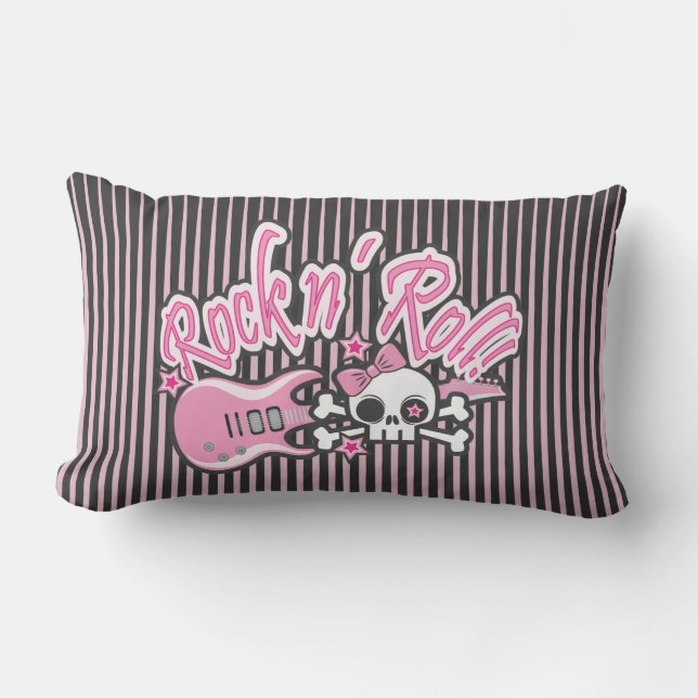 Girly Rock n'Roll Skull Kussen (Voorkant)