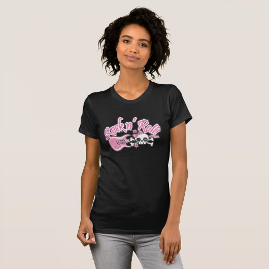 Girly Rock n'Roll Skull T-shirt (Voorkant volledig)