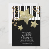 Girly Rockstar Guitar Faux Gold Star Piano Kaart (Voorkant)