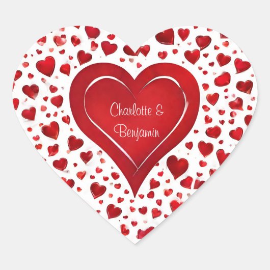 Girly rode en witte naam Valentijn Hart Sticker (Voorkant)