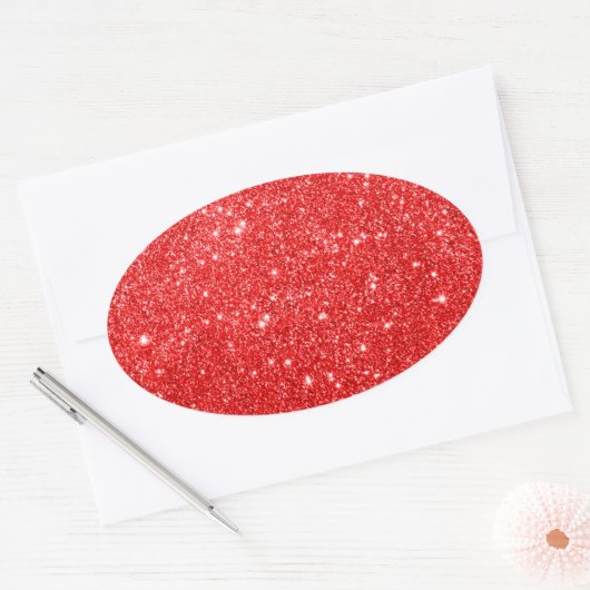 Girly rode glitter ovale sticker (Envelop)
