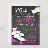 Girly Roller Schaatsen Chalkboard Verjaardag Kaart (Voorkant)