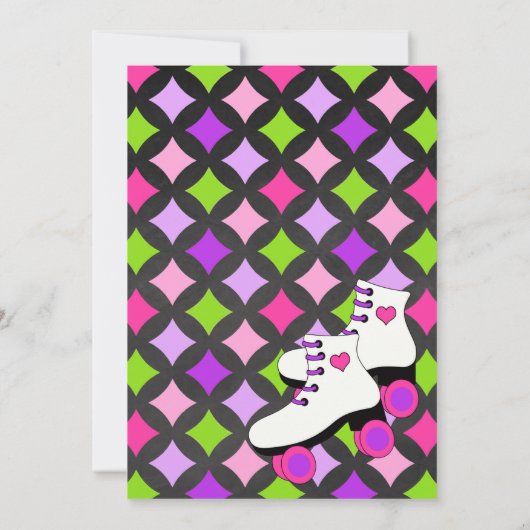 Girly Roller Schaatsen Chalkboard Verjaardag Kaart (Achterkant)