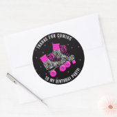 Girly Roller Skate Verjaardag Bedankt Ronde Sticker (Envelop)
