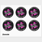 Girly Roller Skate Verjaardag Bedankt Ronde Sticker (Vel)