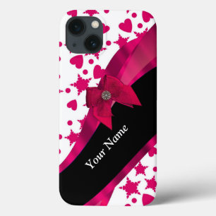 girly rood en wit patroon monogram Case-Mate iPhone case