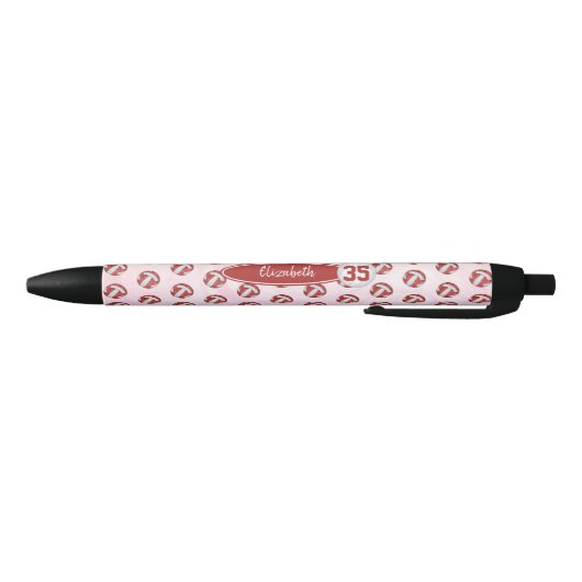 Girly rood wit gepersonaliseerd volleybal zwarte inkt pen (Bodem)