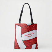 Girly rood wit team kleuren volleybal coach naam tote bag (Voorkant)