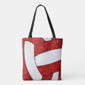 Girly rood wit team kleuren volleybal coach naam tote bag (Achterkant)
