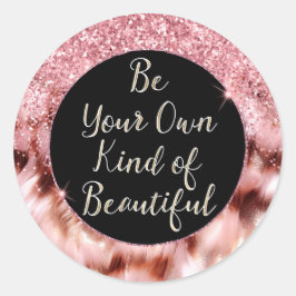 Girly Roos Glitzy Sparkle Gold Zebra Glitter Ronde Sticker