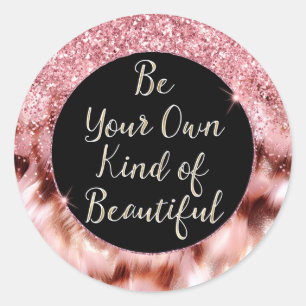 Girly Roos Glitzy Sparkle Gold Zebra Glitter Ronde Sticker