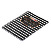 Girly Roos Gold B&W Stripes | Jouw naam Monogram Notitieboek (Linkerzijde)