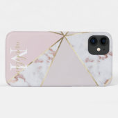 Girly Roos Gold Blush Geometric Monogram iPhone 11 Case-Mate iPhone Case (Achterkant (horizontaal))