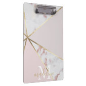 Girly Roos Gold Blush Geometric Monogram Klembord (Rechts)