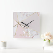 Girly Roos Gold Blush Geometric Monogram klok (Huis)