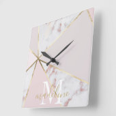 Girly Roos Gold Blush Geometric Monogram klok (Hoek)