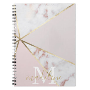 Girly Roos Gold Blush Geometric Monogrammed Notitieboek