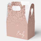 Girly Roos Gold Blush Glitter Monogram Bedankdoosjes (Geopend)