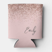 Girly Roos Gold Blush Pink Glitter Monogram Blikjeskoeler (Voorkant)