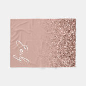 Girly Roos Gold Blush Pink Glitter Monogram Fleece (Voorkant (Horizontaal))