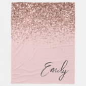Girly Roos Gold Blush Pink Glitter Monogram Fleece Deken (Voorkant)
