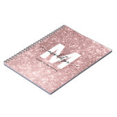 Girly Roos Gold Blush Pink Glitter Monogram Notitieboek (Linkerzijde)
