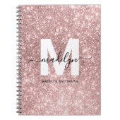 Girly Roos Gold Blush Pink Glitter Monogram Notitieboek (Voorkant)