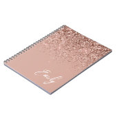 Girly Roos Gold Blush Pink Glitter Monogram Notitieboek (Linkerzijde)