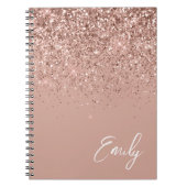 Girly Roos Gold Blush Pink Glitter Monogram Notitieboek (Voorkant)