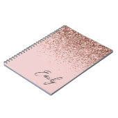 Girly Roos Gold Blush Pink Glitter Monogram Notitieboek (Linkerzijde)