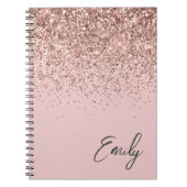 Girly Roos Gold Blush Pink Glitter Monogram Notitieboek (Voorkant)