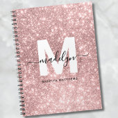 Girly Roos Gold Blush Pink Glitter Monogram Notitieboek