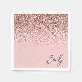 Girly Roos Gold Blush Pink Glitter Monogram Servet (Voorkant)