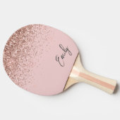 Girly Roos Gold Blush Pink Glitter Monogram Tafeltennisbatje (Zijkant)