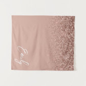 Girly Roos Gold Blush Pink Glitter Monogram Wandkleed (Voorkant (horizontaal))