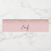Girly Roos Gold Blush Pink Glitter Monogram Waterfles Etiket (Enkel label)