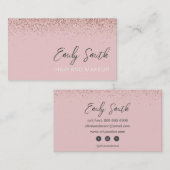 Girly Roos Gold Blush Pink Glitter Visitekaartje (Voorkant / Achterkant)